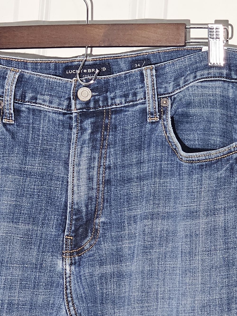 Lucky Brand 181 Relaxed Straight Jeans Mens W34 L34 Lot of 2 Blue Distressed - Picture 5 of 16